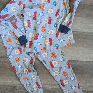 Gray Pajama Set with Fun Breakfast Print